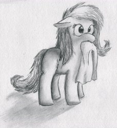 Size: 3945x4320 | Tagged: safe, artist:geljado, fluttershy, pegasus, pony, drawing, missing cutie mark, monochrome, shading, sketch, test, towel, traditional art, wingless