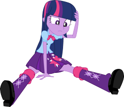 Size: 1349x1164 | Tagged: safe, artist:sketchmcreations, derpibooru import, twilight sparkle, twilight sparkle (alicorn), alicorn, equestria girls, bowtie, clothes, dazed, inkscape, simple background, skirt, solo, transparent background, vector