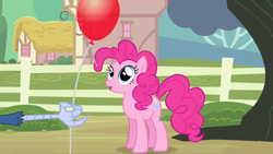 Size: 1280x720 | Tagged: safe, screencap, discord, pinkie pie, earth pony, pony, three's a crowd, balloon