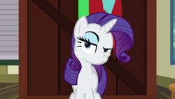 Size: 1920x1080 | Tagged: safe, screencap, rarity, pony, unicorn, dragon dropped, female, mare, post office, raised eyebrow, solo