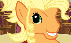 Size: 1022x620 | Tagged: safe, applejack, earth pony, pony, applejewel, duckface, g3 faic, know your meme, pinkie blind, solo