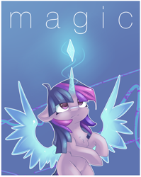 Size: 1512x1897 | Tagged: safe, artist:snowsky-s, derpibooru import, twilight sparkle, twilight sparkle (alicorn), alicorn, pony, chest fluff, female, floppy ears, glowing horn, horn, magic, mare, solo