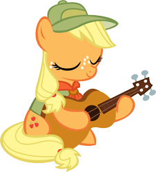 Size: 10580x11710 | Tagged: safe, artist:cyanlightning, applejack, earth pony, pony, the mane attraction, .svg available, absurd resolution, guitar, hat, simple background, solo, transparent background, vector