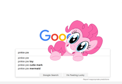 Size: 822x568 | Tagged: safe, artist:blackgryph0n, edit, editor:slb94, pinkie pie, earth pony, pony, breaking the fourth wall, faic, google, grin, head tilt, pinkie being pinkie, smiling