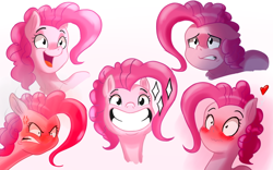 Size: 900x563 | Tagged: safe, artist:3lorenzo3, pinkie pie, earth pony, pony, blushing, female, grin, heart, mare, open mouth, smiling, solo