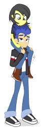 Size: 400x1200 | Tagged: safe, artist:dm29, flash sentry, oc, oc:pauly sentry, equestria girls, duo, riding, simple background, transparent background