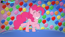 Size: 2560x1440 | Tagged: safe, artist:rupertbluefox, pinkie pie, earth pony, pony, series:30 dayz of pinks, balloon, happy, smiling, solo