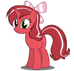 Size: 774x741 | Tagged: safe, oc, oc only, oc:red ribbon, cute, double rainboom puppet, freckles, looking at you, ribbon, simple background, smiling, solo, vector, white background