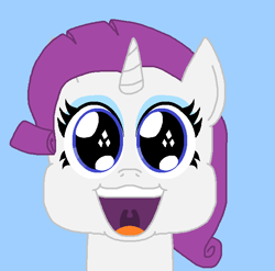 Size: 661x653 | Tagged: safe, artist:logan jones, rarity, pony, unicorn, big eyes, bust, cute, cutie mark in eye, happy, open mouth, smiling, wingding eyes