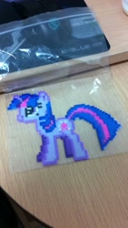 Size: 720x1280 | Tagged: safe, artist:2ju, derpibooru import, twilight sparkle, pony, unicorn, female, mare, multicolored mane, perler beads, purple coat, solo