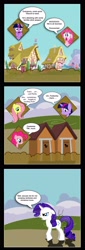 Size: 1280x3770 | Tagged: safe, artist:gurugrendo, artist:perfectblue97, rarity, earth pony, pegasus, pony, unicorn, comic, female, mare, outhouse, smelly, toilet humor