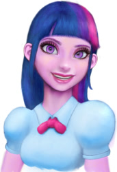 Size: 425x621 | Tagged: safe, artist:mentalmongloid, derpibooru import, twilight sparkle, equestria girls, bust, simple background, solo, white background