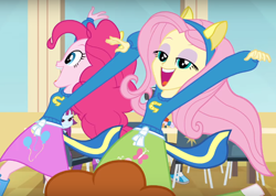 Size: 882x628 | Tagged: safe, screencap, fluttershy, pinkie pie, equestria girls, equestria girls (movie), faic, helping twilight win the crown, wondercolts