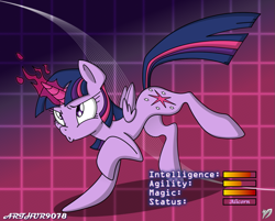 Size: 993x800 | Tagged: safe, artist:arthur9078, artist:dfectivedvice, derpibooru import, twilight sparkle, twilight sparkle (alicorn), alicorn, pony, female, magic, mare, solo, stats