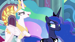 Size: 1920x1080 | Tagged: safe, screencap, princess celestia, princess luna, alicorn, pony, sparkle's seven