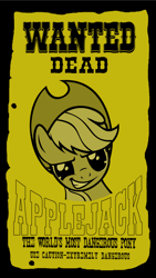 Size: 417x741 | Tagged: safe, applejack, earth pony, pony, bust, cactus jack, glare, grin, mick foley, portrait, smiling, smirk, solo, wanted poster, wwe