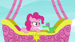 Size: 1280x720 | Tagged: safe, screencap, gummy, pinkie pie, pony, not asking for trouble, hot air balloon, twinkling balloon