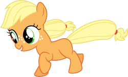 Size: 5000x3023 | Tagged: safe, artist:lman225, applejack, earth pony, pony, the cutie mark chronicles, absurd resolution, blank flank, filly, filly applejack, running, simple background, solo, transparent background, vector