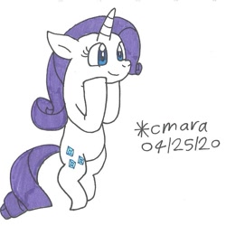 Size: 882x883 | Tagged: safe, artist:cmara, rarity, pony, unicorn, bipedal, cute, female, mare, raribetes, solo, traditional art