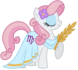 Size: 1031x923 | Tagged: safe, earth pony, pony, flower, flower in hair, ponyscopes, pregnant, pregnant edit, simple background, solo, virgo, white background, zodiac