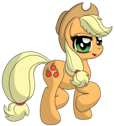 Size: 2500x2763 | Tagged: safe, artist:datapony, applejack, earth pony, pony, raised hoof, simple background, solo, transparent background