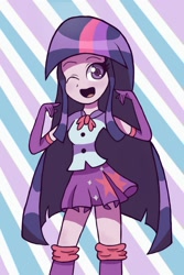 Size: 853x1280 | Tagged: safe, artist:darkberryart, derpibooru import, twilight sparkle, twilight sparkle (alicorn), alicorn, equestria girls, clothes, cosplay, me!me!me!, solo