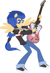 Size: 4476x6500 | Tagged: safe, artist:theshadowstone, flash sentry, equestria girls, rainbow rocks, absurd resolution, alternate hairstyle, guitar, ponied up, solo