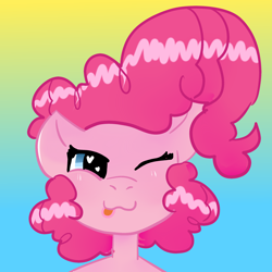 Size: 2000x2000 | Tagged: safe, artist:kiwiscribbles, pinkie pie, earth pony, pony, cute, heart eyes, icon, solo, tongue out, wingding eyes