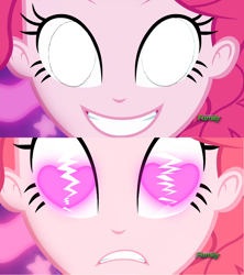 Size: 1280x1443 | Tagged: safe, edit, edited screencap, screencap, pinkie pie, coinky-dink world, eqg summertime shorts, equestria girls, frown, heartbreak, pinkie's eyes, sad, shipping denied, subversion, subverted meme, template, white eyes