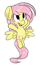 Size: 900x1440 | Tagged: safe, artist:fluffyxai, fluttershy, pegasus, pony, belly button, chibi, female, flying, happy, looking up, mare, no pupils, open mouth, simple background, smiling, solo, spread wings, sticker, transparent background, watermark, wings