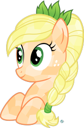 Size: 1764x2683 | Tagged: safe, artist:arifproject, applejack, crystal pony, earth pony, pony, arif's wide eyes pone, braid, bust, crystallized, cute, simple background, solo, transparent background, vector, wide eyes