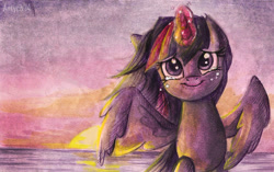 Size: 800x501 | Tagged: safe, artist:antych, derpibooru import, twilight sparkle, twilight sparkle (alicorn), alicorn, pony, female, mare, solo, traditional art