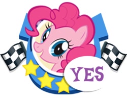 Size: 640x496 | Tagged: safe, edit, pinkie pie, earth pony, pony, checkered flag, gameloft, solo, stock vector, yes