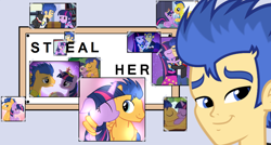 Size: 1112x594 | Tagged: safe, derpibooru import, flash sentry, twilight sparkle, twilight sparkle (alicorn), alicorn, equestria girls, do it for her, exploitable meme, female, flash sentry savior of the universe, flashlight, male, meme, shipping, straight, waifu, waifu thief