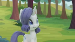 Size: 1920x1080 | Tagged: safe, screencap, rarity, pony, unicorn, gem of a problem, my little pony: pony life, my little pony: stop motion short, confused, solo, tree