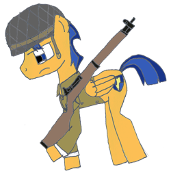 Size: 1000x1000 | Tagged: safe, artist:jrapcdaikari, flash sentry, clothes, copied, gun, m1 garand, solo, uniform