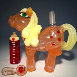 Size: 621x621 | Tagged: safe, artist:corrine winters, applejack, bong, irl, not salmon, photo, wat