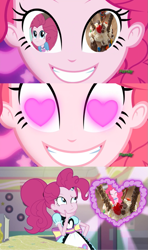 Size: 607x1024 | Tagged: safe, edit, edited screencap, screencap, pinkie pie, coinky-dink world, eqg summertime shorts, equestria girls, candy, cherry, discovery family logo, exploitable meme, food, heart eyes, meme, milkshake, pinkie's eyes, shipper pie, whipped cream, wingding eyes