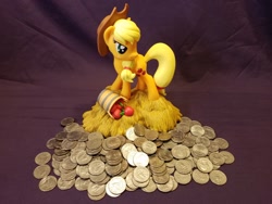 Size: 1600x1200 | Tagged: safe, photographer:we are borg, applejack, coin, diamond select toys, irl, money, photo, quarter, solo