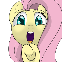 Size: 1500x1500 | Tagged: safe, artist:datapony, fluttershy, pegasus, pony, amazed, bust, female, happy, hooves together, looking at you, mare, open mouth, portrait, simple background, solo, transparent background