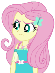 Size: 671x899 | Tagged: safe, artist:thebarsection, fluttershy, a little birdie told me, equestria girls, equestria girls series, clothes, female, not a vector, simple background, solo, transparent background, upset
