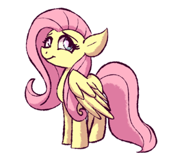 Size: 702x644 | Tagged: safe, artist:mayde-m, fluttershy, pegasus, pony, cute, female, looking up, mare, shy, shyabetes, simple background, solo, white background