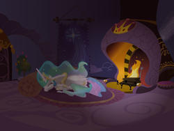 Size: 1200x900 | Tagged: safe, artist:evil-dec0y, princess celestia, alicorn, pony, comic:trixie vs., comic:trixie vs. the moon, sleeping