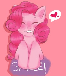 Size: 628x720 | Tagged: safe, artist:zahira96, pinkie pie, pony, heart, smiling, solo