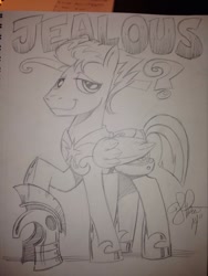 Size: 768x1024 | Tagged: safe, artist:andypriceart, flash sentry, pegasus, pony, andy you magnificent bastard, armor, male, royal guard, royal guard armor, solo, stallion, traditional art