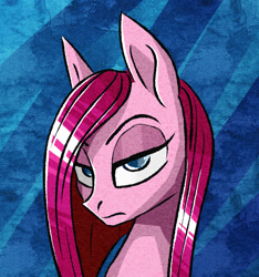 Size: 678x724 | Tagged: safe, artist:akweer, pinkie pie, earth pony, pony, bust, female, lidded eyes, looking at you, mare, pinkamena diane pie, solo