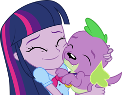 Size: 1600x1250 | Tagged: safe, artist:owlisun, derpibooru import, edit, spike, twilight sparkle, dog, equestria girls, rainbow rocks, hug, simple background, smiling, spike the dog, transparent background, vector