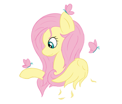 Size: 662x568 | Tagged: safe, artist:odd mess, fluttershy, butterfly, pegasus, pony, bust, looking at something, portrait, profile, simple background, solo, white background, wings