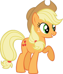 Size: 4444x5197 | Tagged: safe, artist:lilothestitch, artist:yanoda, applejack, earth pony, pony, absurd resolution, cowboy hat, hat, raised hoof, simple background, solo, stetson, transparent background, vector