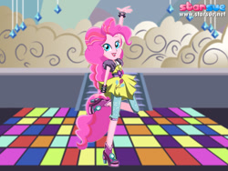 Size: 800x600 | Tagged: safe, artist:user15432, pinkie pie, dance magic, equestria girls, spoiler:eqg specials, clothes, dance floor, dress, dressup, ponied up, pony ears, shoes, solo, starsue, wondercolts